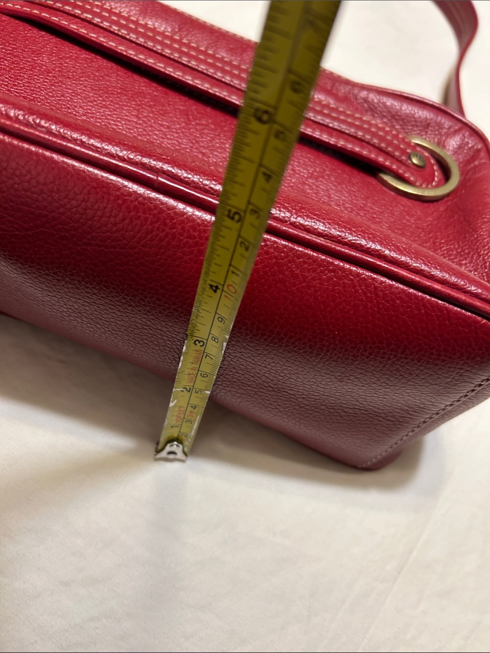 Cole Haan Red Leather Shoulder Bag with Gold Accents - Picture 9 of 11